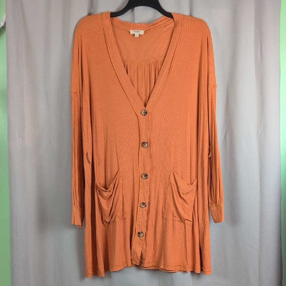 Umgee β Long Cardigan Pumpkin Orange Large - Picture 2 of 9